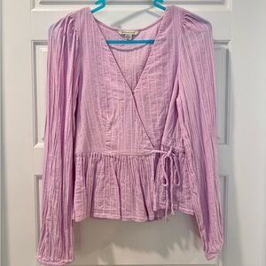American Eagle Outfitters Light Purple Wrap Blouse